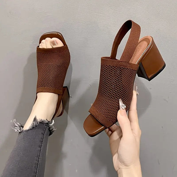 Women's Breathable Open-Toe Chic Mesh Heels